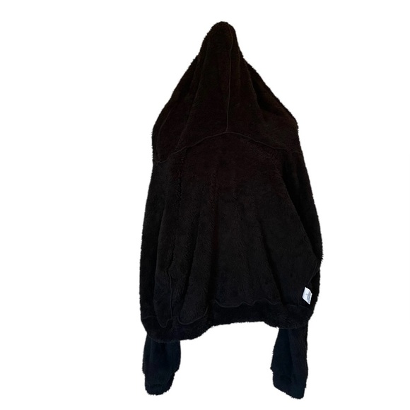Black Hooded Super Soft Cropped Teddy Zip Up Jacket Women’s Small - Picture 8 of 13
